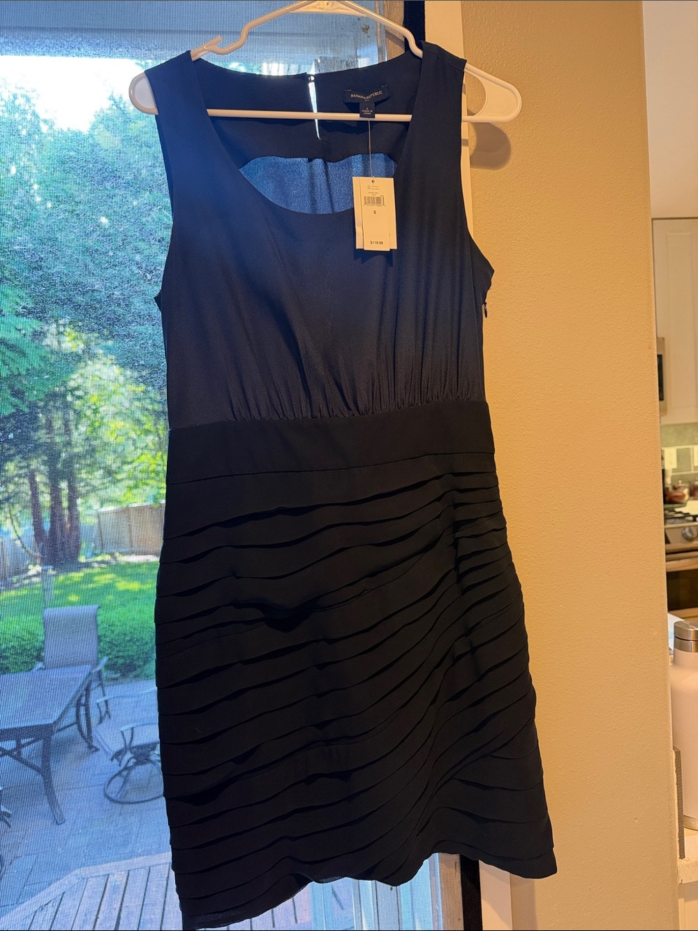 Banana Republic Navy Sleeveless Mini Dress with Tiered Skirt